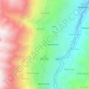 Mapa topográfico Shampon, altitude, relevo