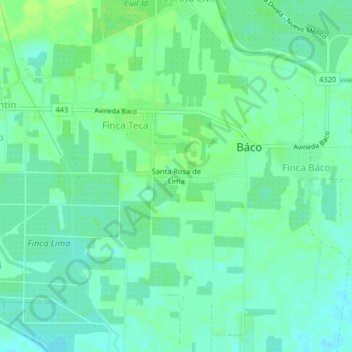 Mapa topográfico Santa Rosa de Lima, altitude, relevo