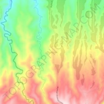 Mapa topográfico Ocasion, altitude, relevo