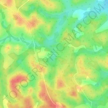 Mapa topográfico Ngousso, altitude, relevo