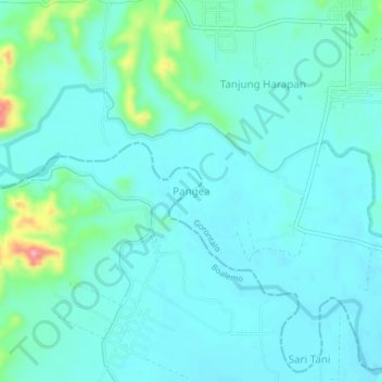 Mapa topográfico Pangea, altitude, relevo