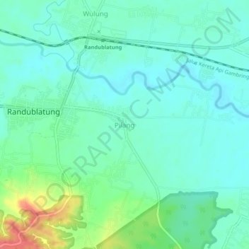 Mapa topográfico Pilang, altitude, relevo