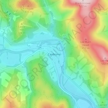 Mapa topográfico Cardrona, altitude, relevo