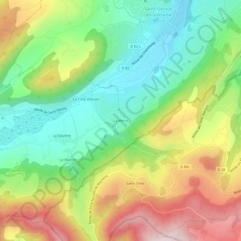 Mapa topográfico La Mérie, altitude, relevo