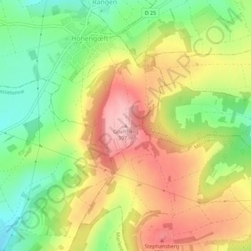 Mapa topográfico Goeftberg, altitude, relevo