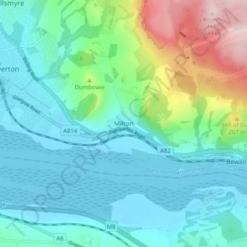 Mapa topográfico Milton, altitude, relevo