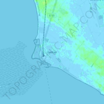 Mapa topográfico Gedser, altitude, relevo