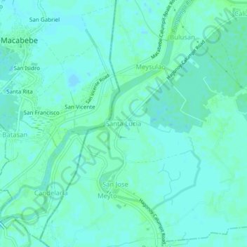 Mapa topográfico Santa Lucia, altitude, relevo