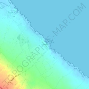 Mapa topográfico Savelletri, altitude, relevo