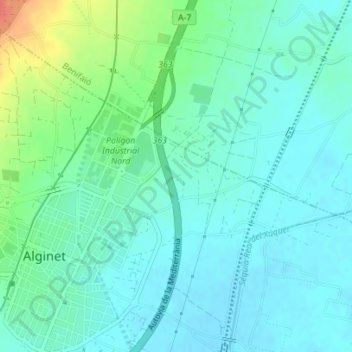 Mapa topográfico Campellos, altitude, relevo