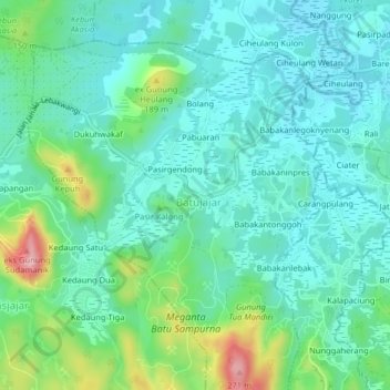 Mapa topográfico Sinengahsabrang, altitude, relevo