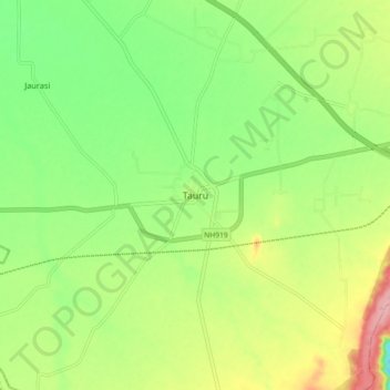 Mapa topográfico Tauru, altitude, relevo