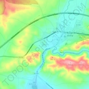 Mapa topográfico Osma, altitude, relevo