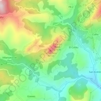 Mapa topográfico La Forcada, altitude, relevo