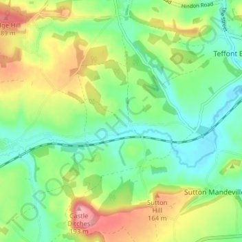 Mapa topográfico Lower Chicksgrove, altitude, relevo
