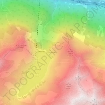 Mapa topográfico Bissorte, altitude, relevo