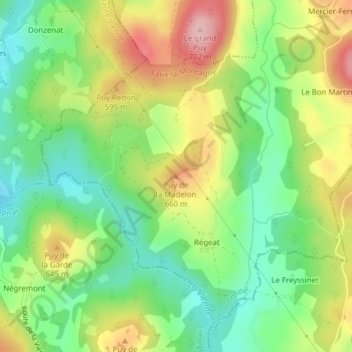Mapa topográfico Puy de la Madelon, altitude, relevo