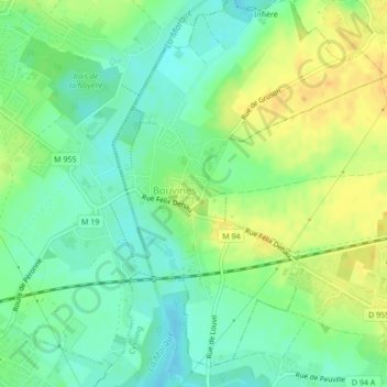 Mapa topográfico Vue sur la bataille de Bouvines, altitude, relevo