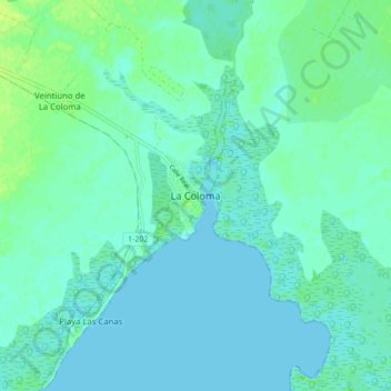 Mapa topográfico La Coloma, altitude, relevo