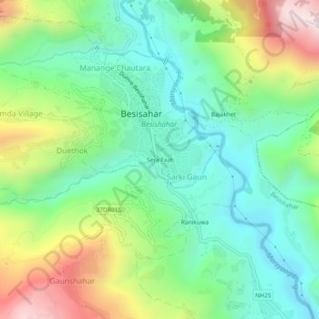 Mapa topográfico Sera Faat, altitude, relevo