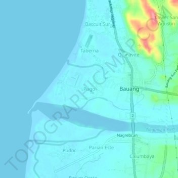 Mapa topográfico Pugo, altitude, relevo