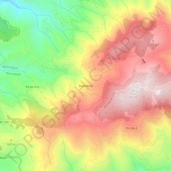 Mapa topográfico Barbelote, altitude, relevo