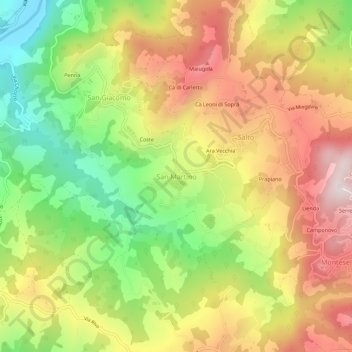 Mapa topográfico San Martino, altitude, relevo