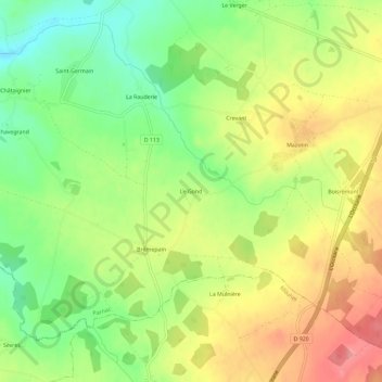 Mapa topográfico Le Gond, altitude, relevo