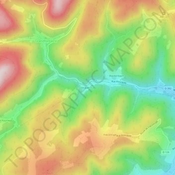 Mapa topográfico Vacquenoux, altitude, relevo