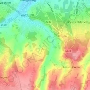 Mapa topográfico Nash, altitude, relevo
