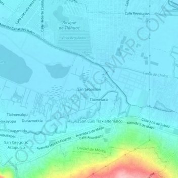 Mapa topográfico San Sebastián, altitude, relevo