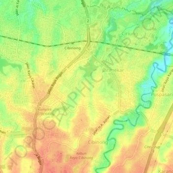 Mapa topográfico Cirimekar, altitude, relevo