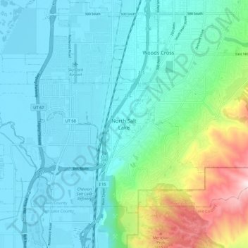 Mapa topográfico North Salt Lake, altitude, relevo