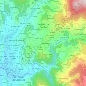 Mapa topográfico Fundada, altitude, relevo