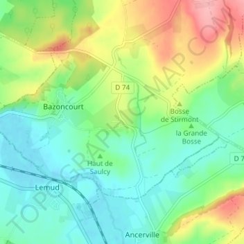 Mapa topográfico Vaucremont, altitude, relevo