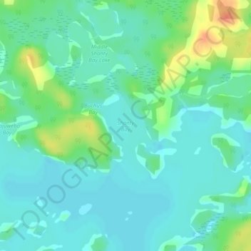 Mapa topográfico Shanty Bay, altitude, relevo