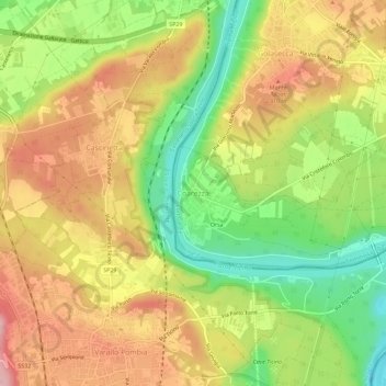 Mapa topográfico Coarezza, altitude, relevo