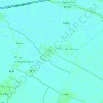 Mapa topográfico Klitih, altitude, relevo