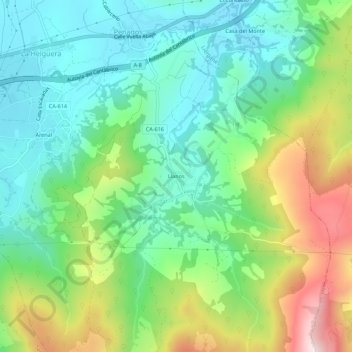 Mapa topográfico Llanos, altitude, relevo