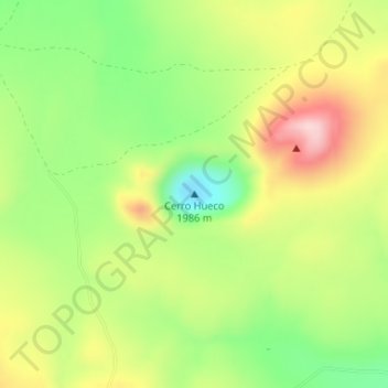 Mapa topográfico Cerro Hueco, altitude, relevo