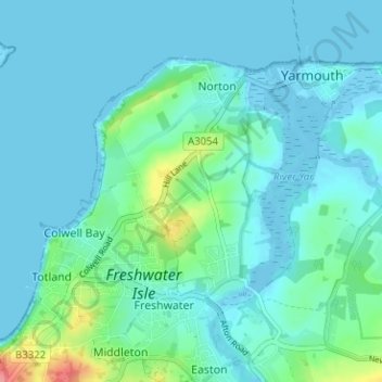 Mapa topográfico Norton Green, altitude, relevo