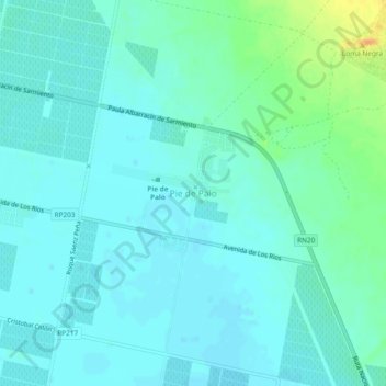 Mapa topográfico Pie de Palo, altitude, relevo