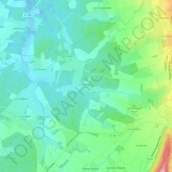 Mapa topográfico La Grange du Pin, altitude, relevo