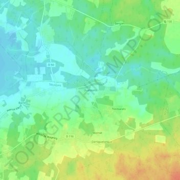 Mapa topográfico Ouatouns, altitude, relevo