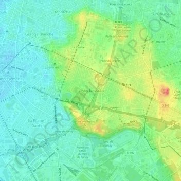 Mapa topográfico La Petite Ferrandière, altitude, relevo
