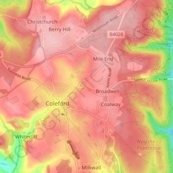 Mapa topográfico Bakers Hill, altitude, relevo