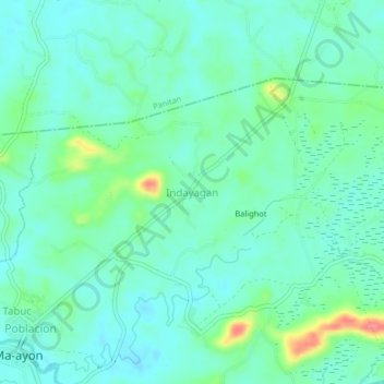 Mapa topográfico Indayagan, altitude, relevo