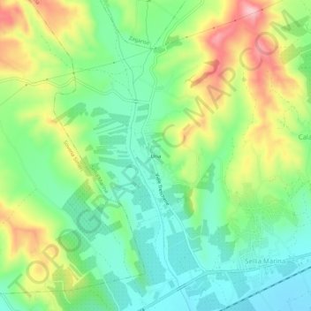 Mapa topográfico Uria, altitude, relevo