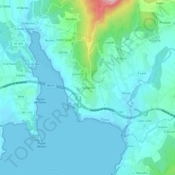 Mapa topográfico Taragoña, altitude, relevo