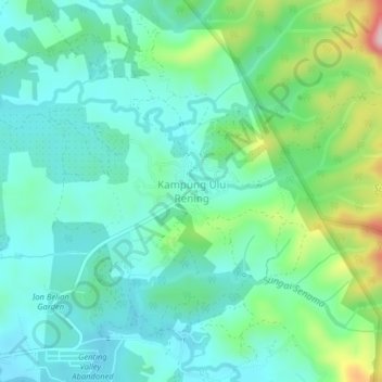 Mapa topográfico Kampung Ulu Rening, altitude, relevo